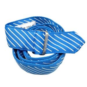 Peter Millar‎ Golf Belt Mens Medium Blue Stripe Canvas Adjustable Loop Strap